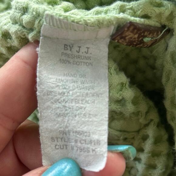 By JJ Waffle Knit Light Green Button Cardigan/Jacket L Wood Buttons Lagenlook - Picture 6 of 11